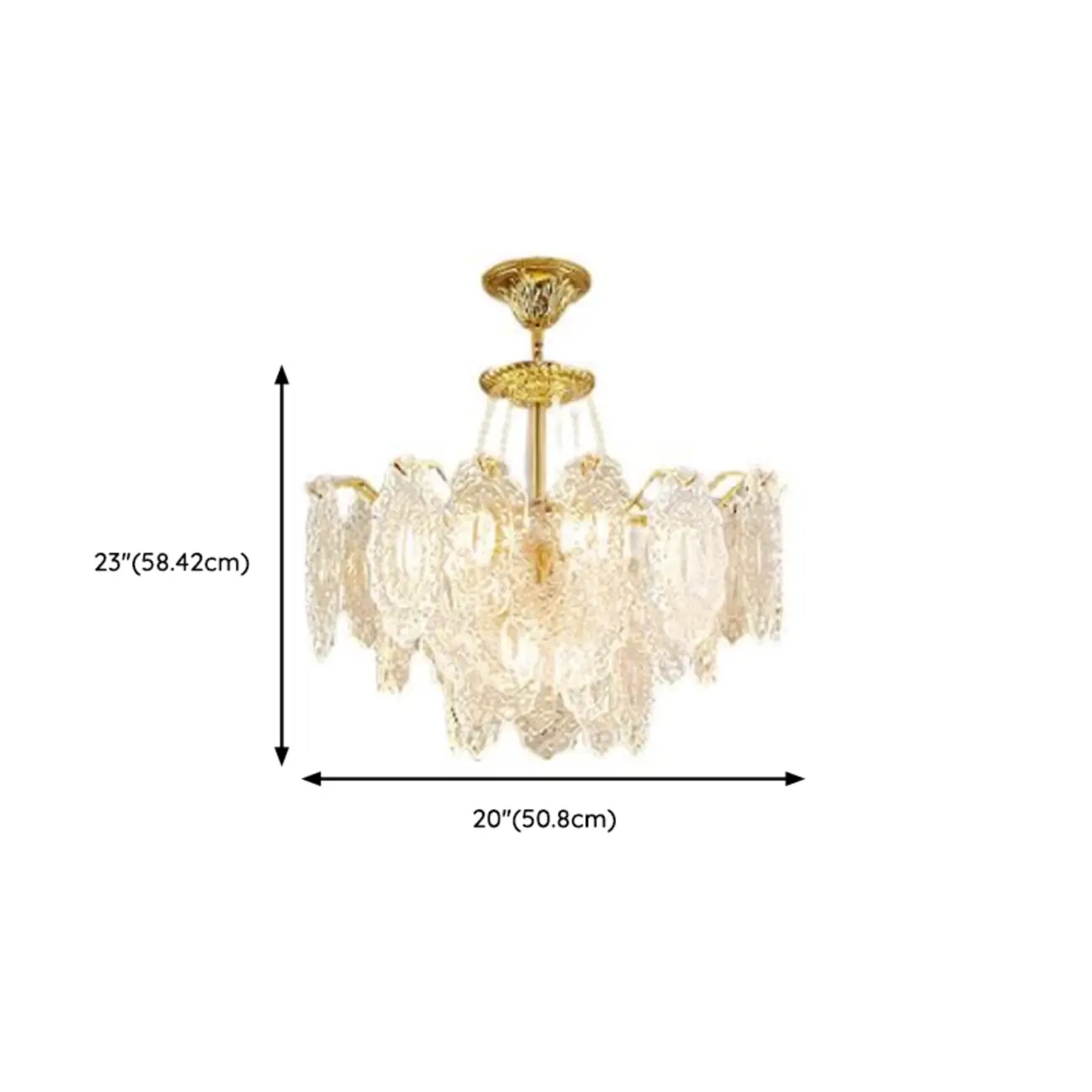 Luxurious Gold Crystal Leaf Round Pendant Chandelier #size | homeyfad