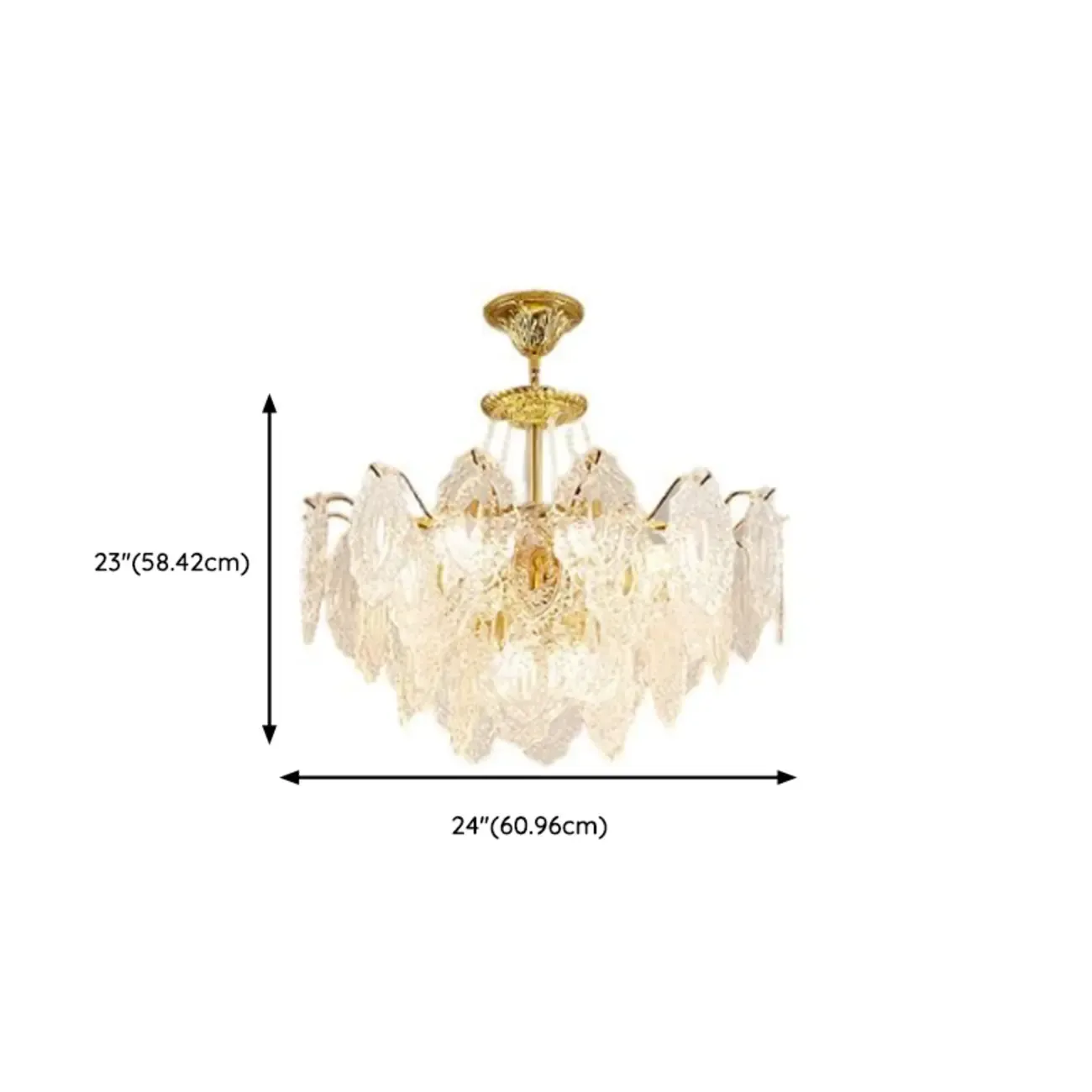 Luxurious Gold Crystal Leaf Round Pendant Chandelier Image - 13