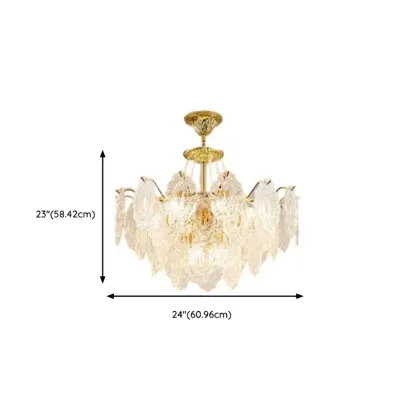 Luxurious Gold Crystal Leaf Round Pendant Chandelier Image - 13