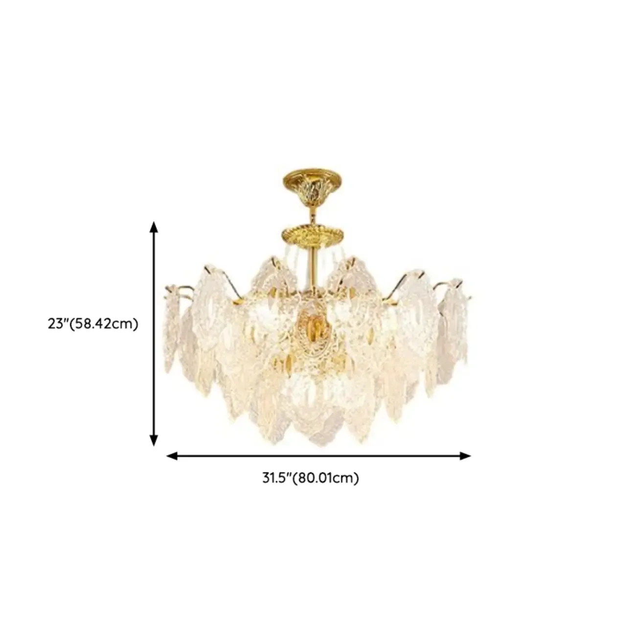 Luxurious Gold Crystal Leaf Round Pendant Chandelier Image - 14