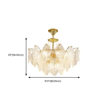 Luxurious Gold Crystal Leaf Round Pendant Chandelier Image - 14