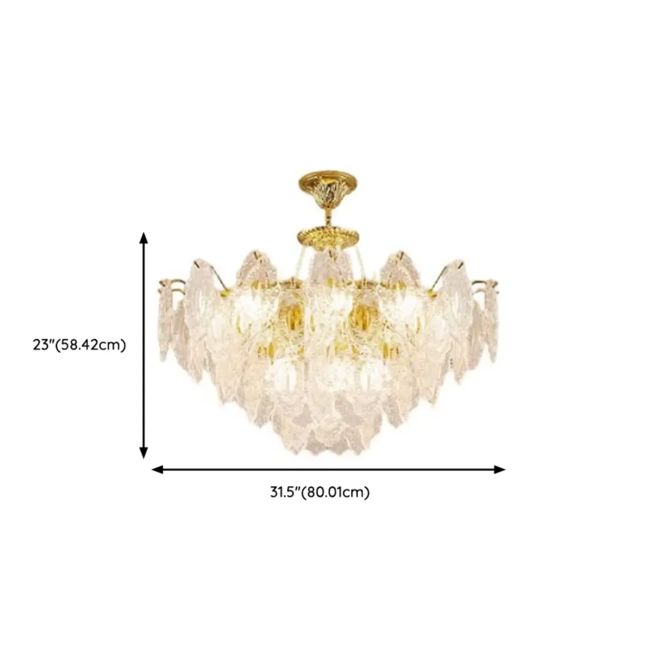 Luxurious Gold Crystal Leaf Round Pendant Chandelier Image - 15