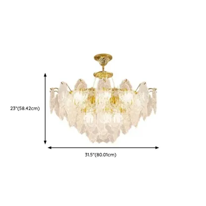 Luxurious Gold Crystal Leaf Round Pendant Chandelier Image - 15