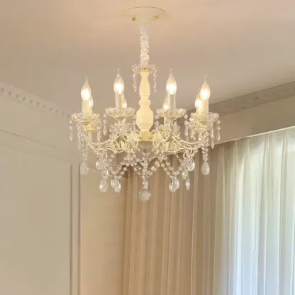 French Romantic Dimmable 8-Light Crystal Chandelier Image - 2
