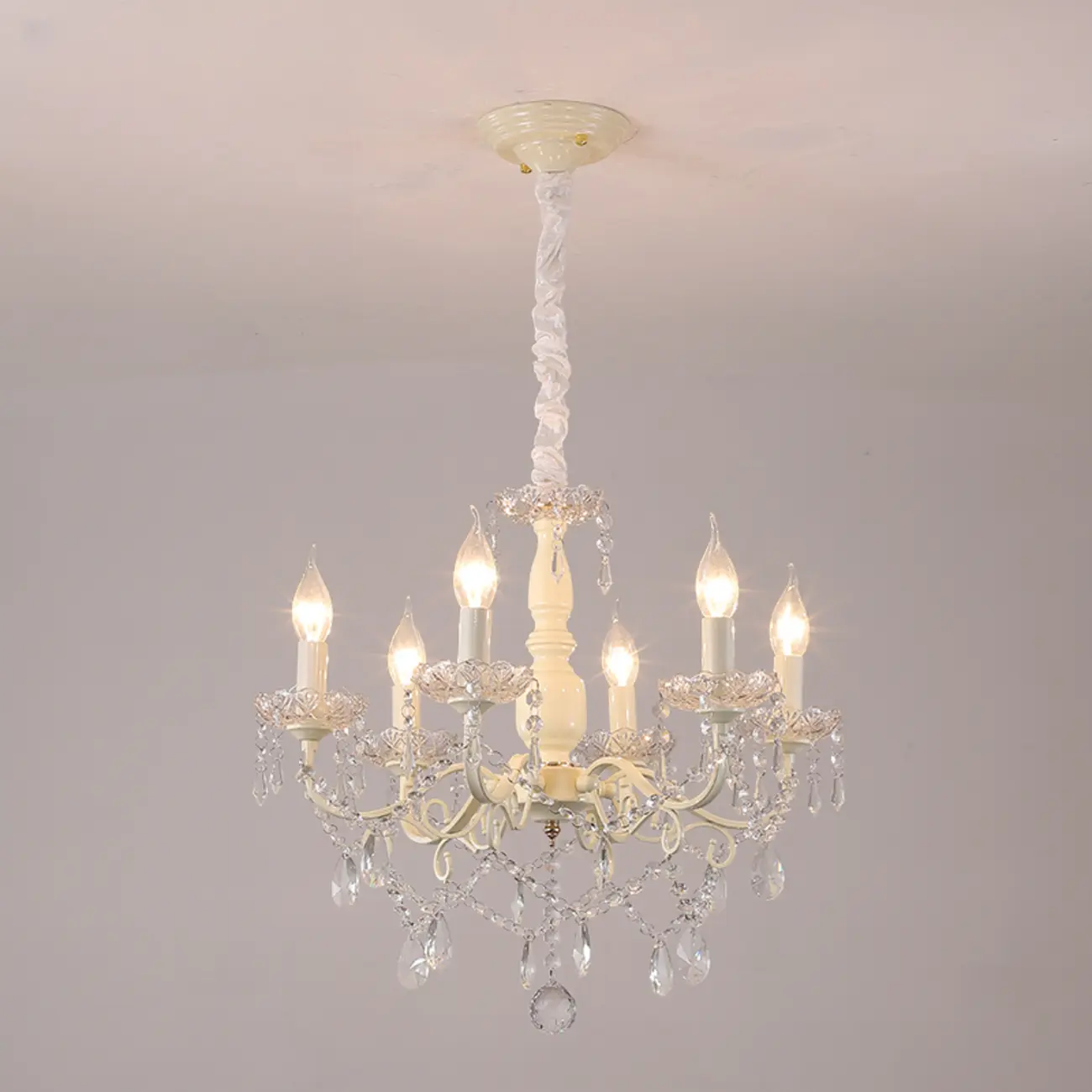 French Romantic Dimmable 8-Light Crystal Chandelier Image - 3 | homeyfad