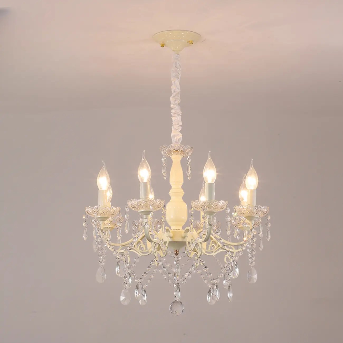 French Romantic Dimmable 8-Light Crystal Chandelier Image - 5 | homeyfad