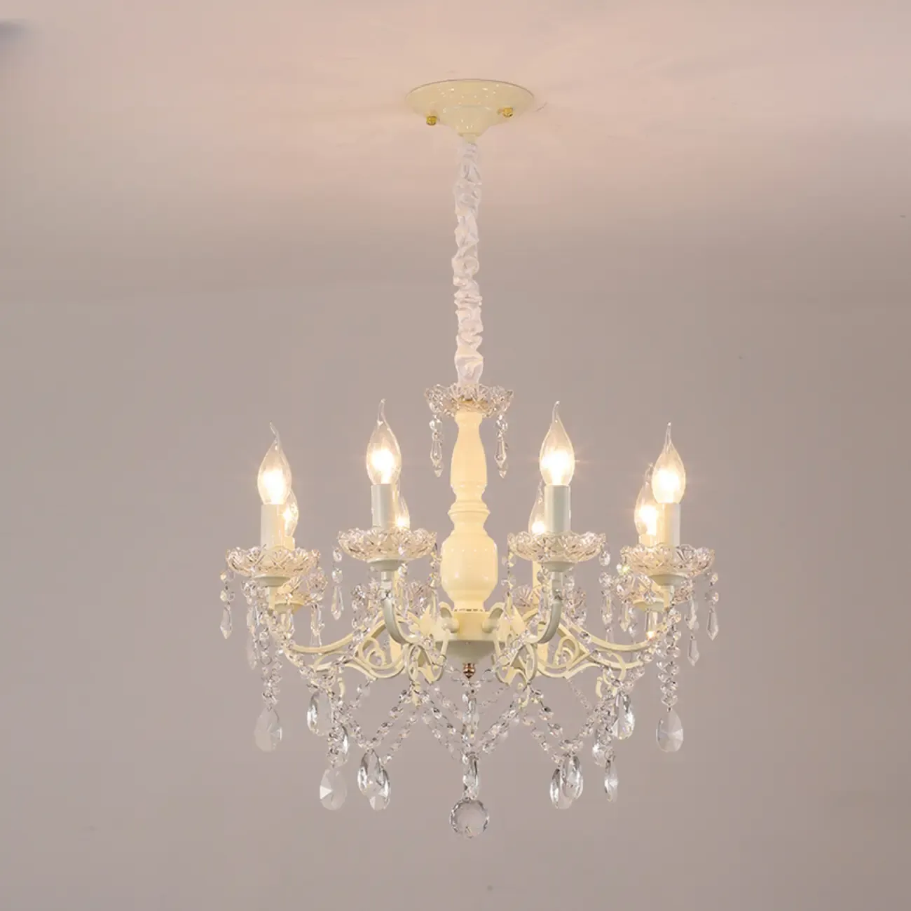 French Romantic Dimmable 8-Light Crystal Chandelier Image - 5