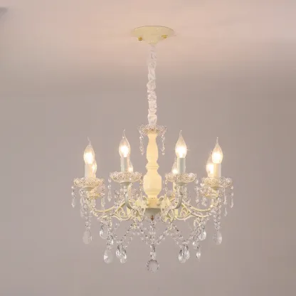 French Romantic Dimmable 8-Light Crystal Chandelier Image - 5
