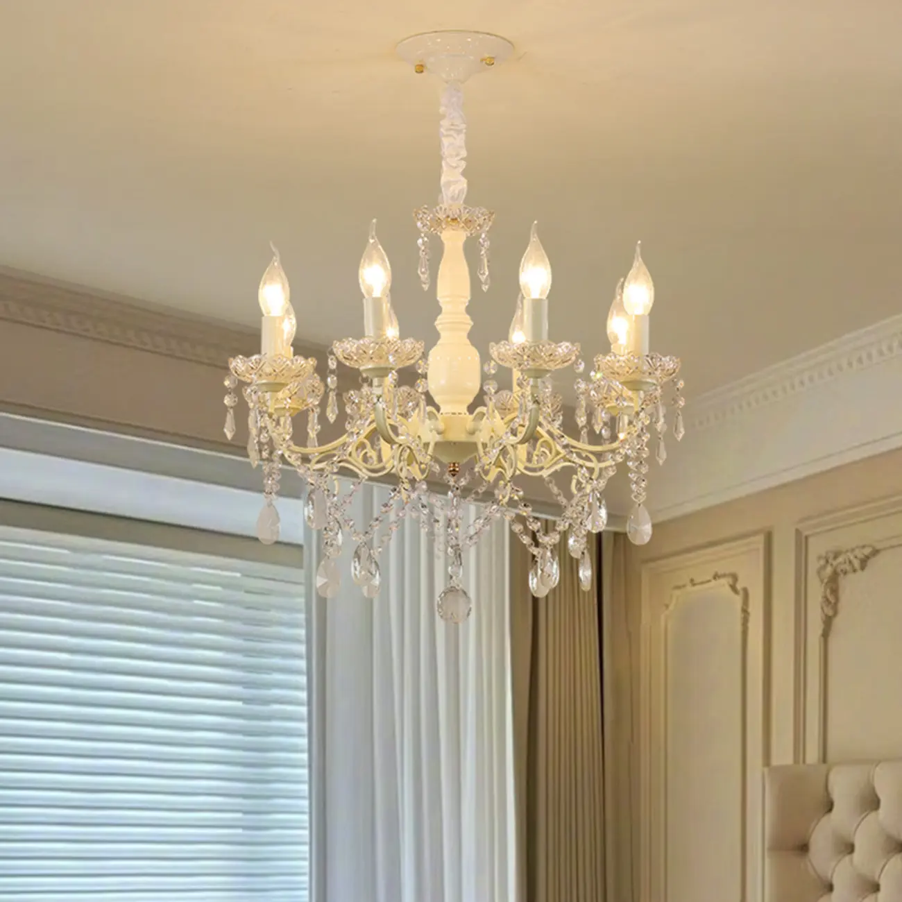 French Romantic Dimmable 8-Light Crystal Chandelier Image - 1 | homeyfad