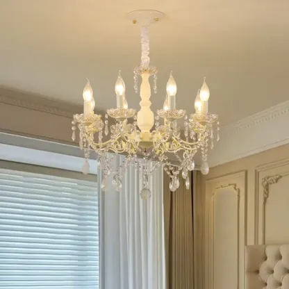 French Romantic Dimmable 8-Light Crystal Chandelier Image - 1