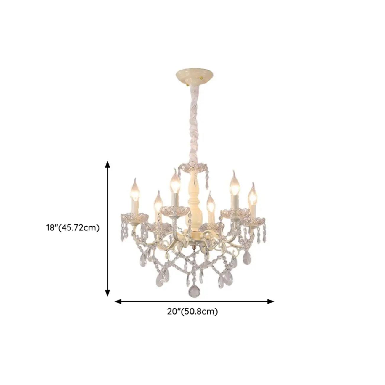 French Romantic Dimmable 8-Light Crystal Chandelier #size | homeyfad