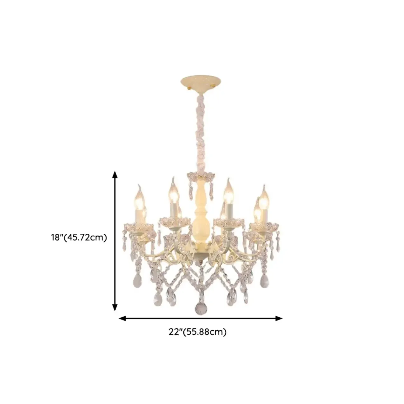 French Romantic Dimmable 8-Light Crystal Chandelier Image - 9