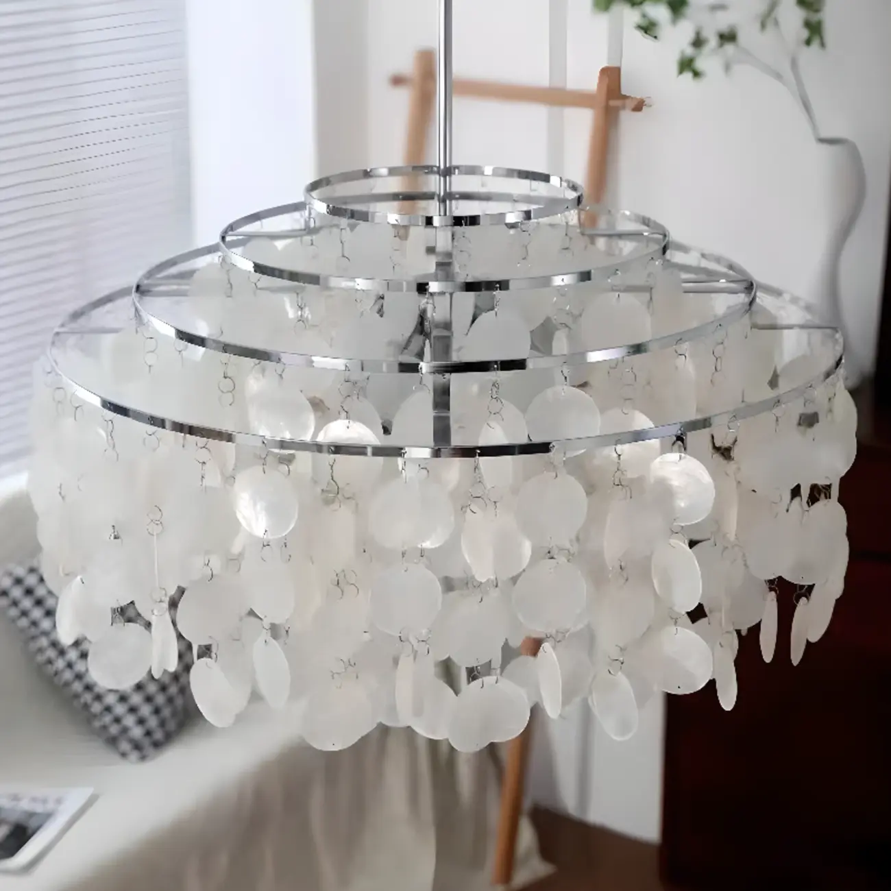 Retro Metal Coppery Tiered Shell Wind Chimes Chandelier Image - 2 | homeyfad