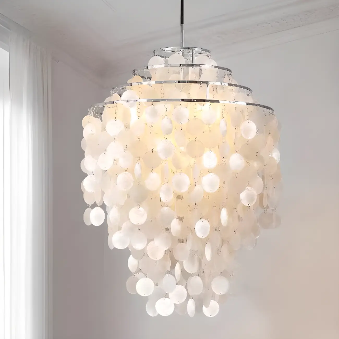 Retro Metal Coppery Tiered Shell Wind Chimes Chandelier Image - 3 | homeyfad