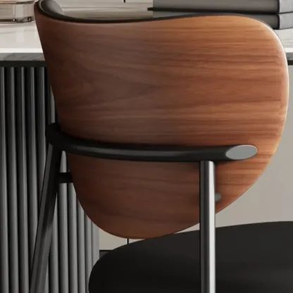 Mid-Century Modern Curved Back Leather Dining Chairs Image - 6