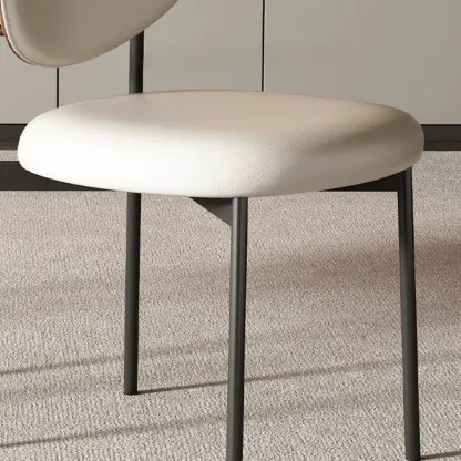 Mid-Century Modern Curved Back Leather Dining Chairs Image - 7