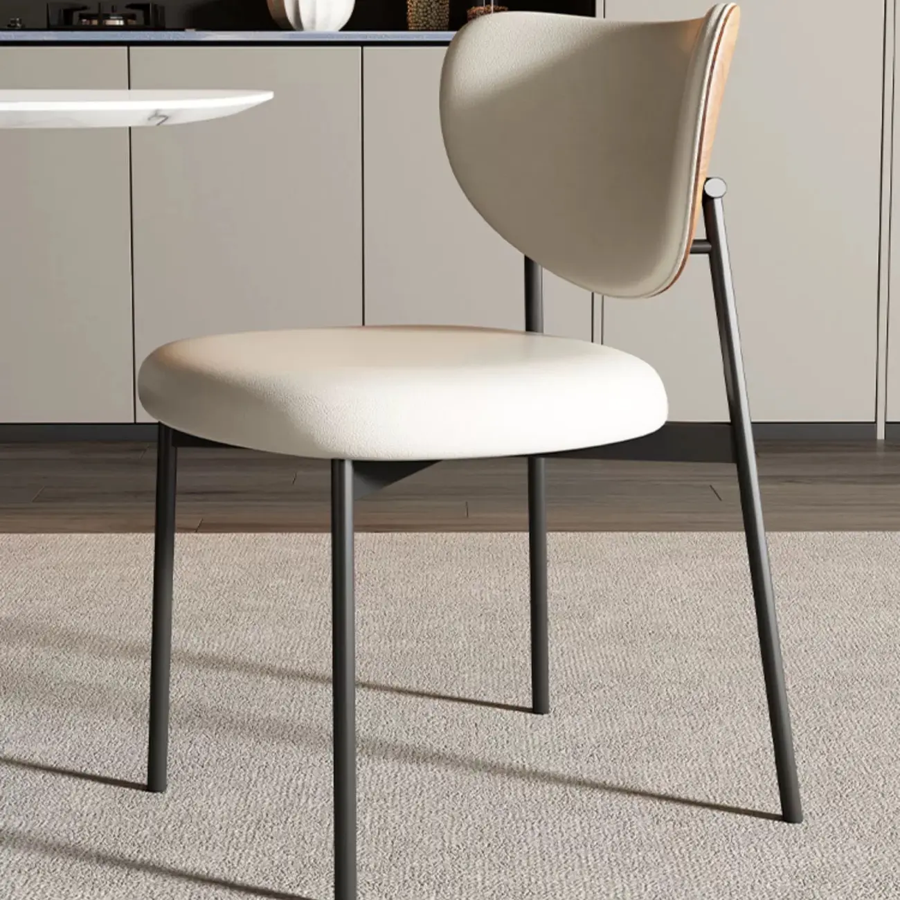 Mid-Century Modern Curved Back Leather Dining Chairs Image - 8 | homeyfad