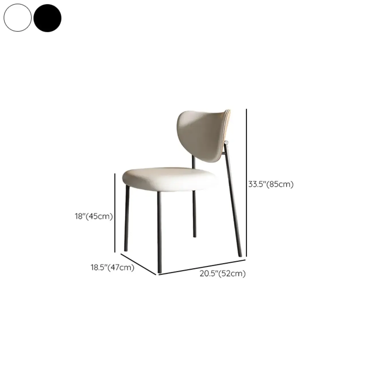 Mid-Century Modern Curved Back Leather Dining Chairs #size