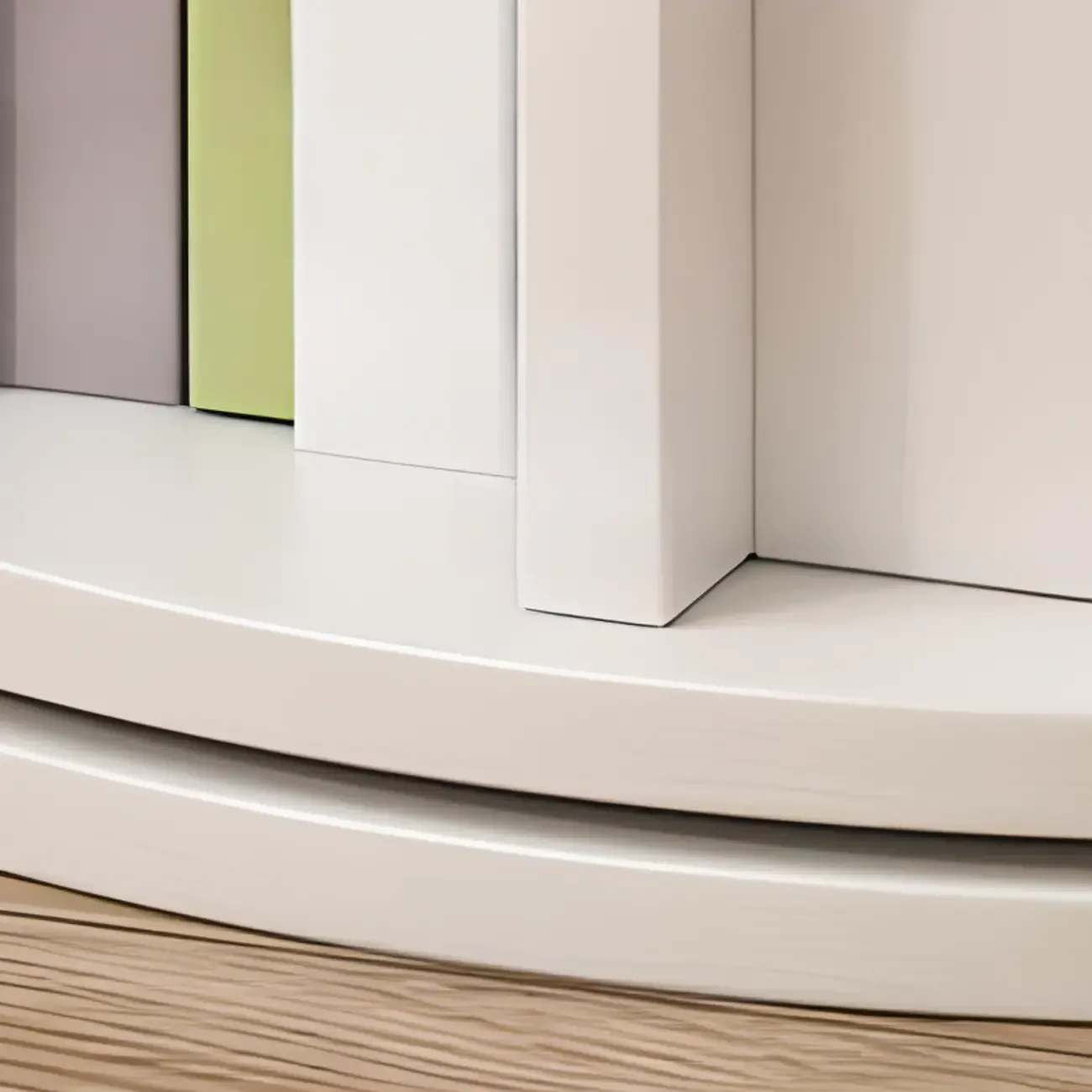 Brown Cylindrical Wooden Rotating Open-Back Bookcase Image - 8