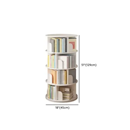 Brown Cylindrical Wooden Rotating Open-Back Bookcase Image - 25