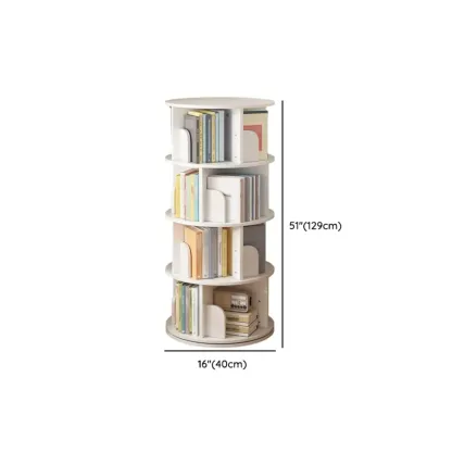 Brown Cylindrical Wooden Rotating Open-Back Bookcase Image - 26