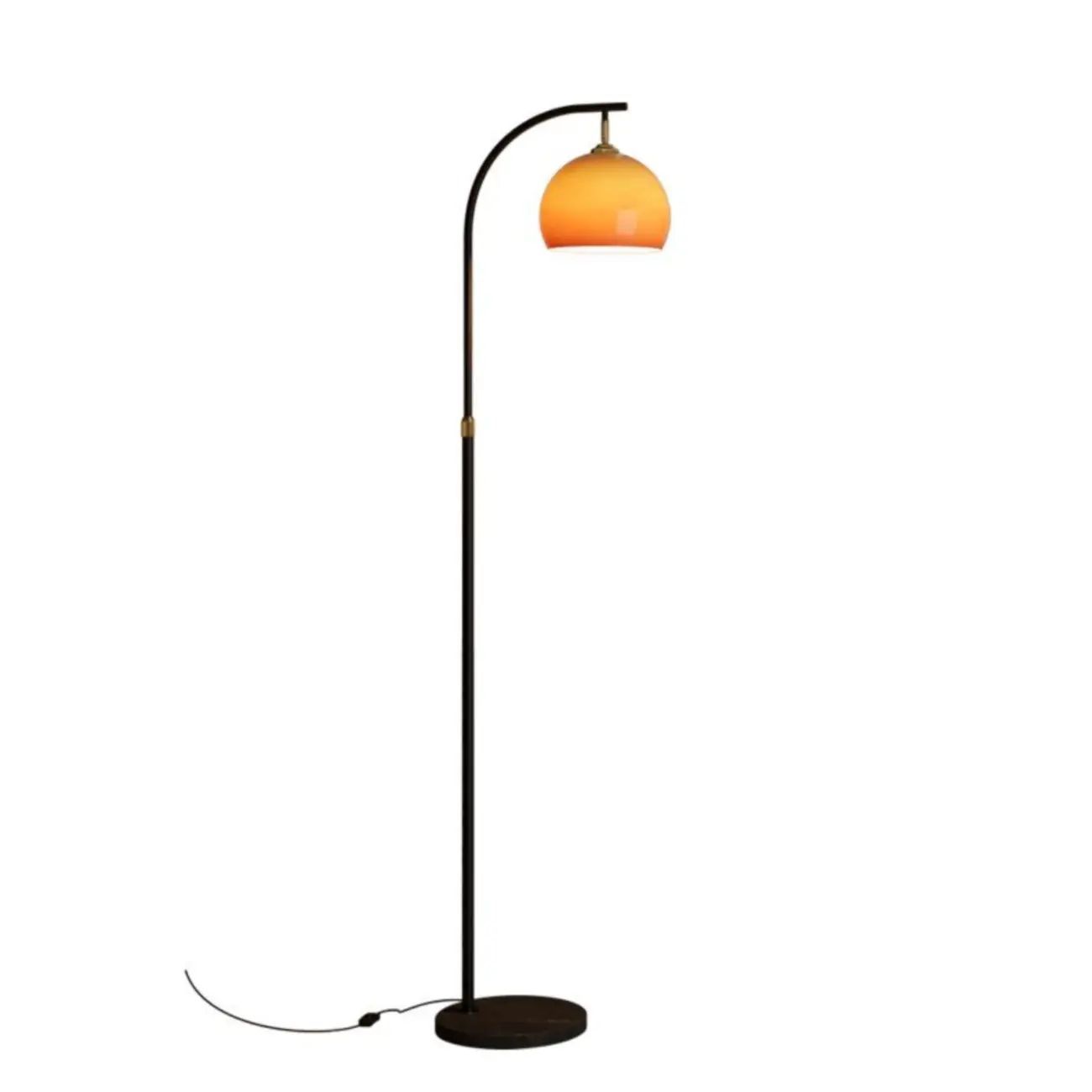Orange Glass Shade Adjustable Black Floor Lamp Image - 8 | homeyfad
