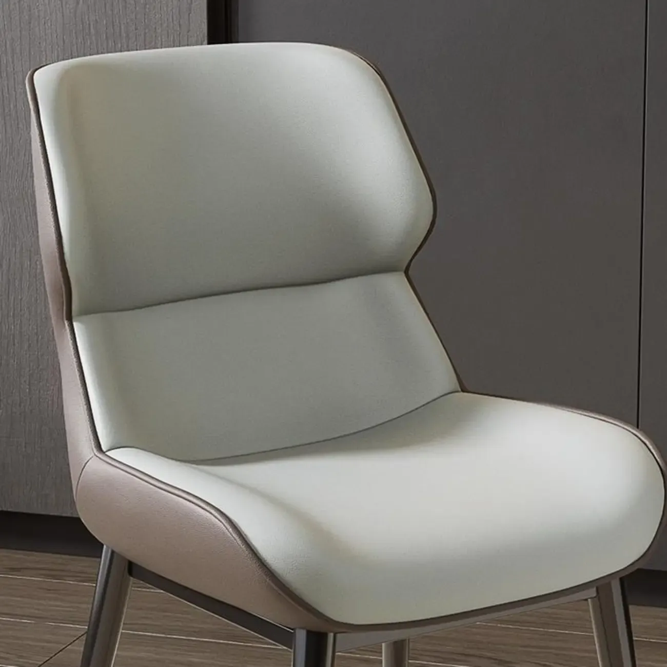 Modern Faux Leather Wingback Dining Chair Image - 13