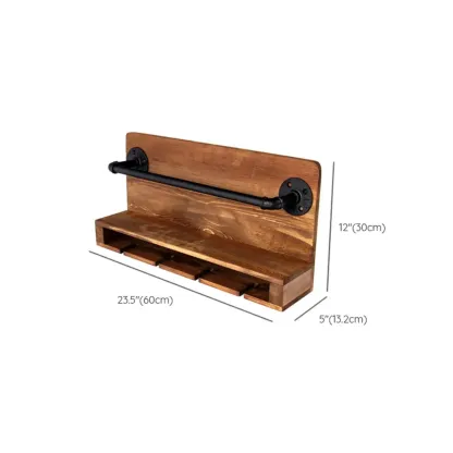 Modish Wooden Floating Mount Wall-fixed Wine Bottle and Glass Rack