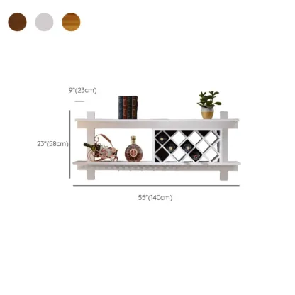 Vintage Hanging Wine Bottle and Glass Rack with Shelf Image - 13