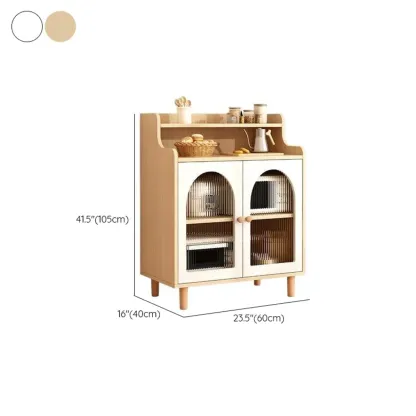 Kitchen Natural Wood Open Shelving 3-Drawer Sideboard Image - 30