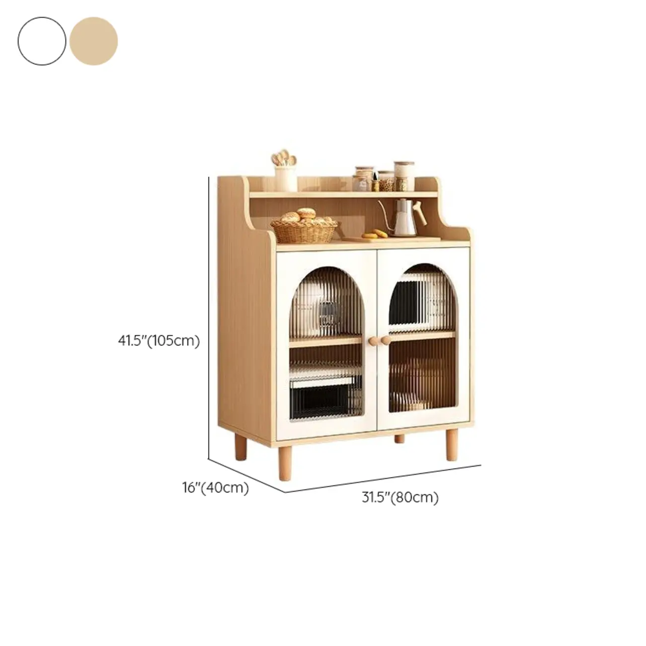 Kitchen Natural Wood Open Shelving 3-Drawer Sideboard Image - 31 | homeyfad