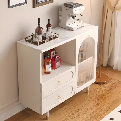 Modern Wooden 2-Drawer Open Shelving Buffet Cabinet Image - 5