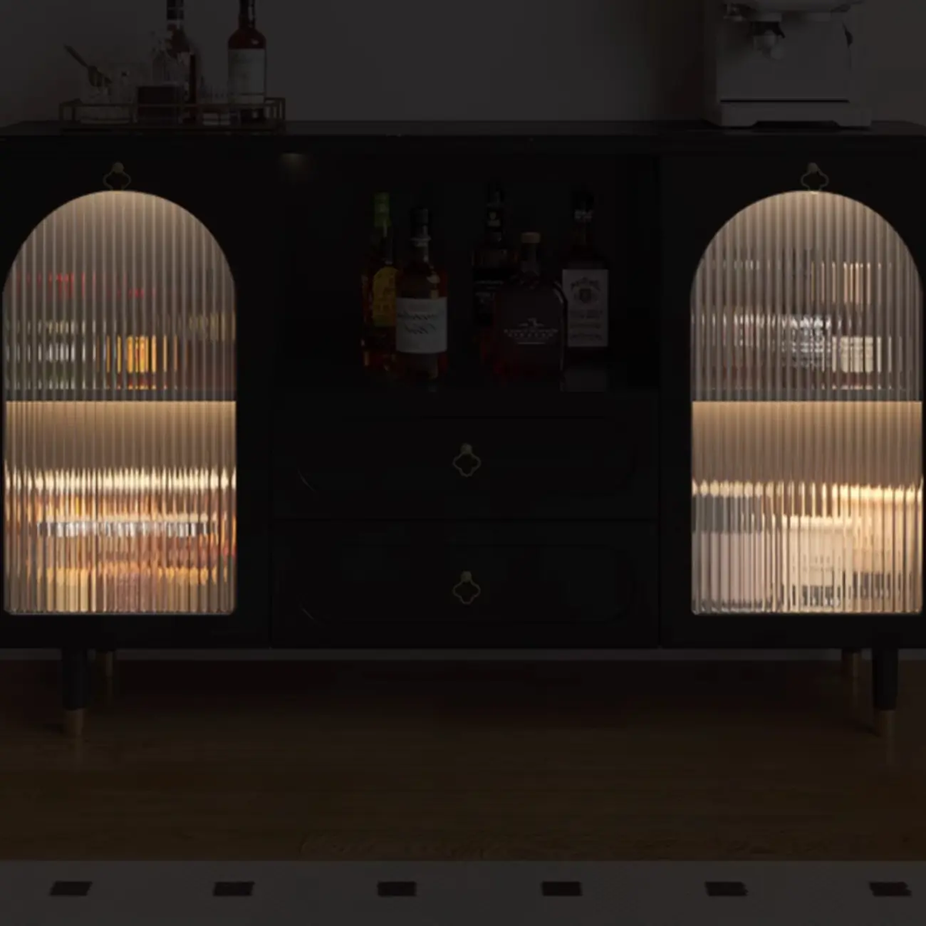 Modern Wooden 2-Drawer Open Shelving Buffet Cabinet Image - 10 | homeyfad