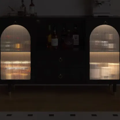 Modern Wooden 2-Drawer Open Shelving Buffet Cabinet Image - 10