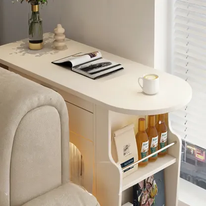 Adjustable White Wood Multi-Functional Side Table with Wheels Image - 7