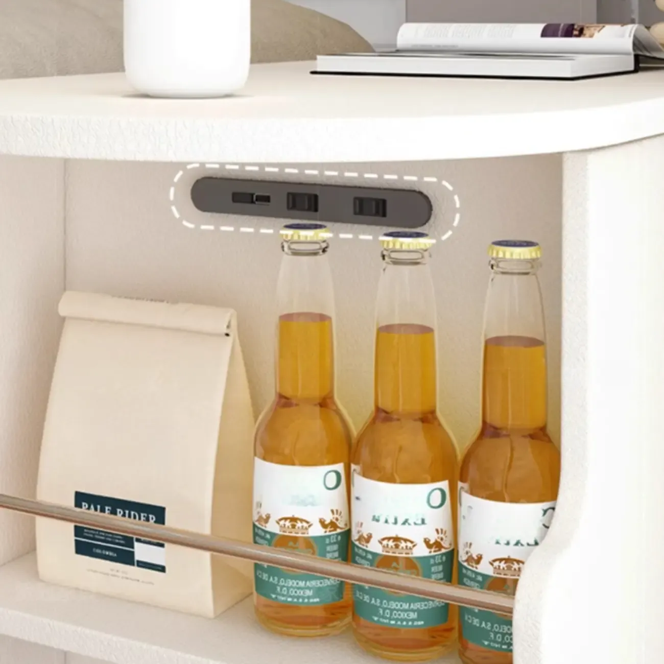 Adjustable White Wood Multi-Functional Side Table with Wheels Image - 8