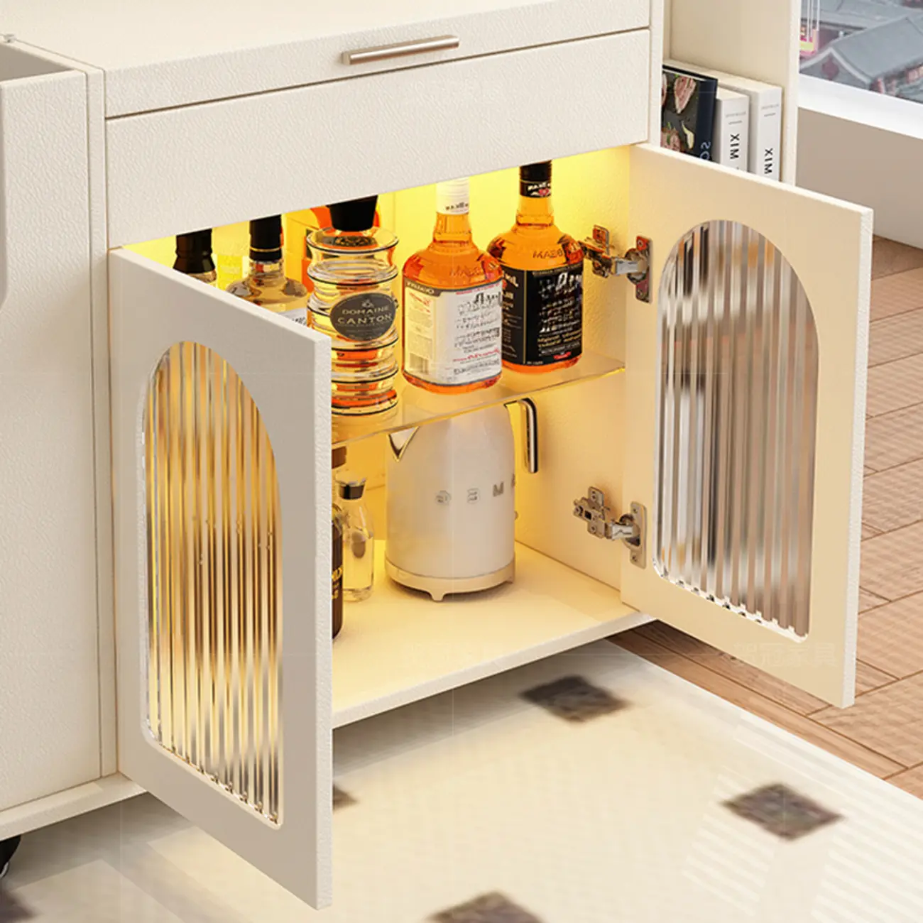 Adjustable White Wood Multi-Functional Side Table with Wheels Image - 6 | homeyfad