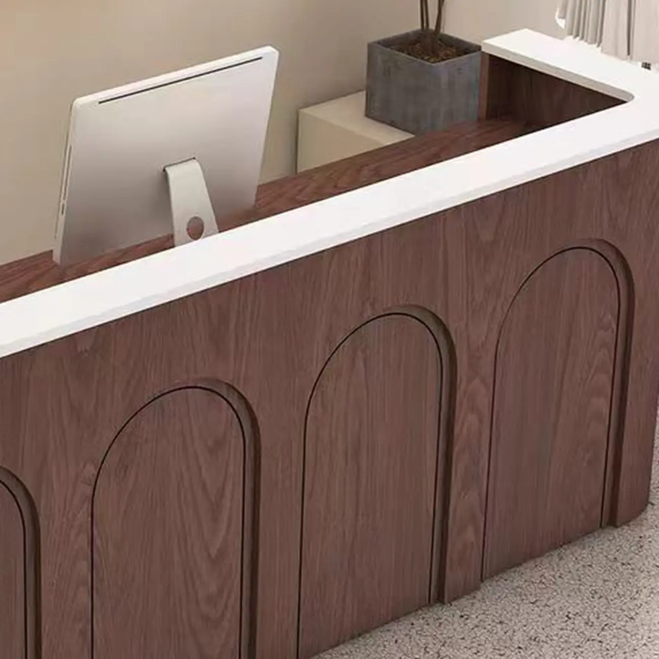 Rectangular Wood Executive Front Desk with Filing Cabinet Image - 2 | homeyfad