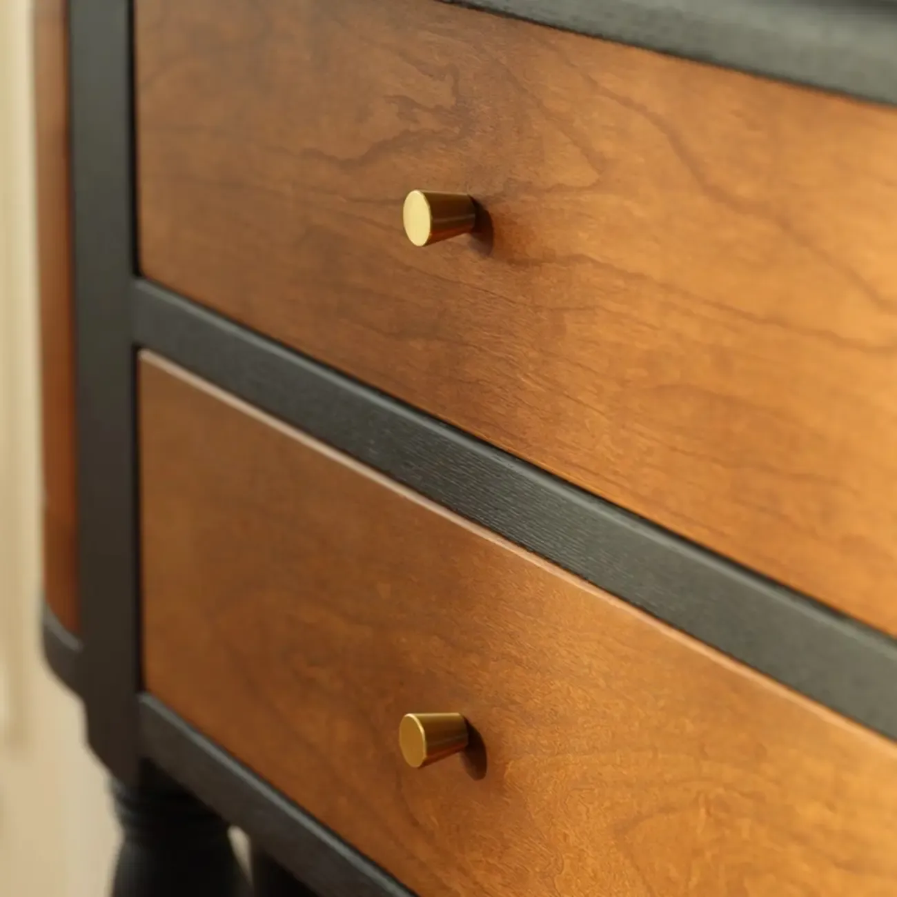 Natural Wood Live Edge Entrance Table with 2 Cabinets and 3 Shelves Image - 4