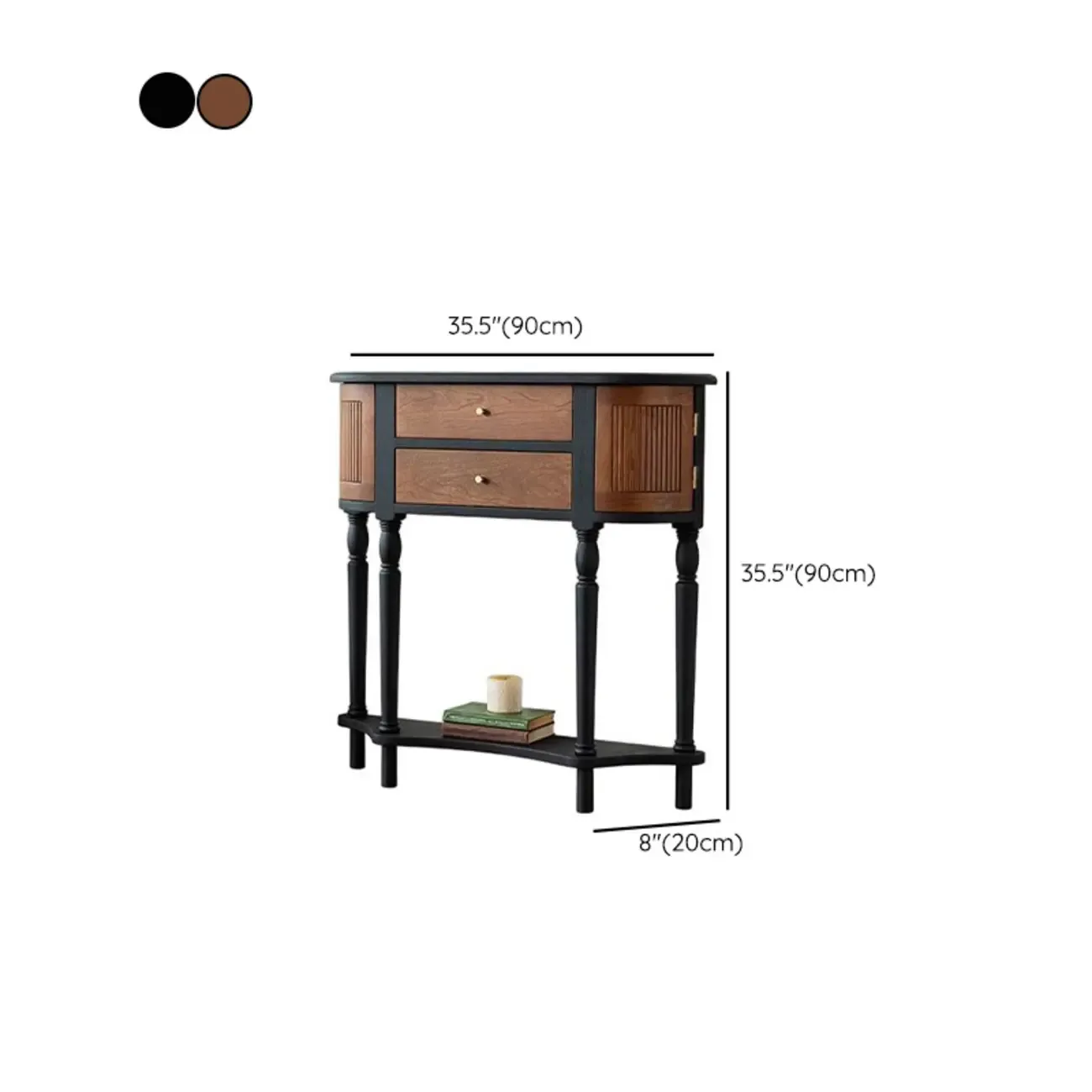 Natural Wood Live Edge Entrance Table with 2 Cabinets and 3 Shelves Image - 14