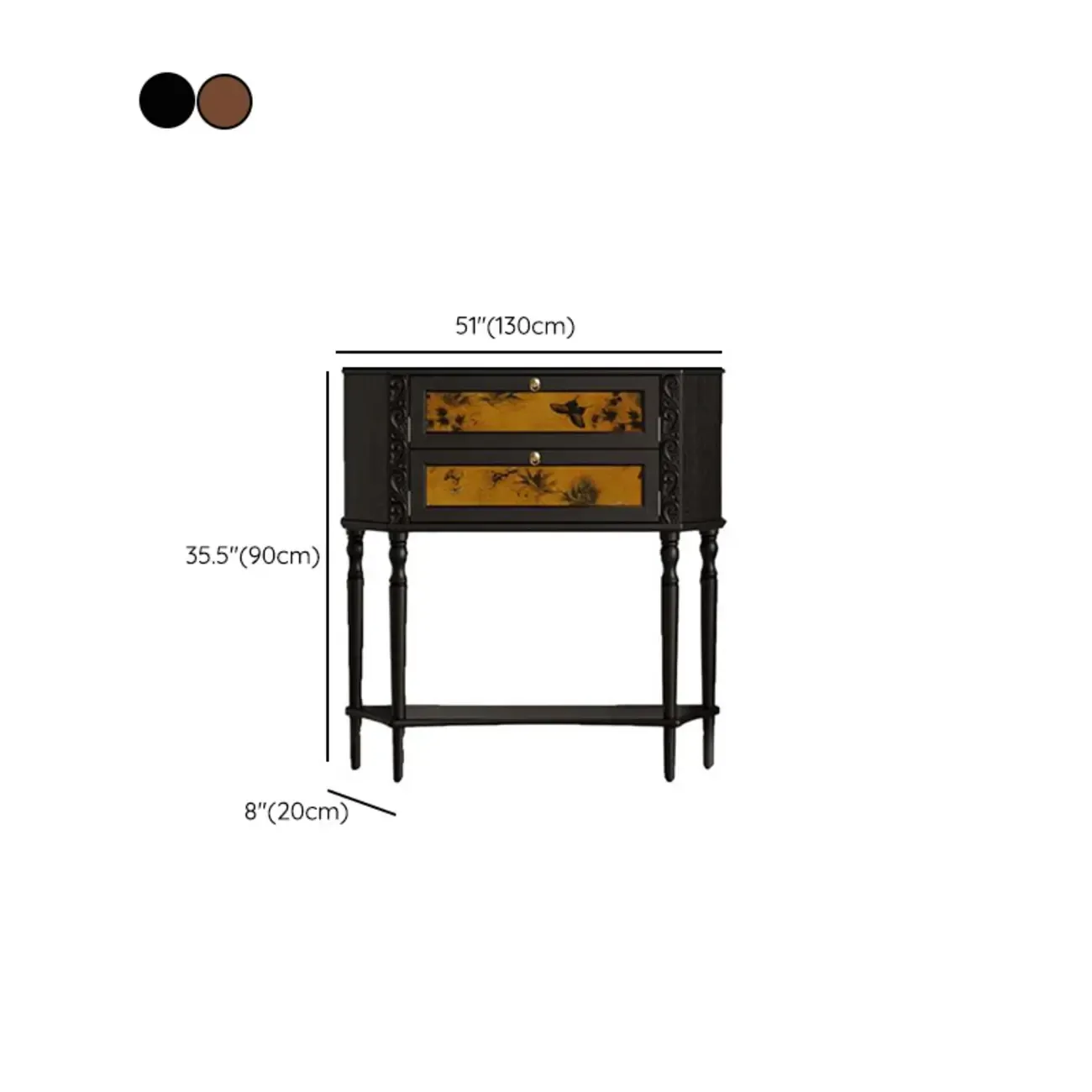 Natural Wood Live Edge Entrance Table with 2 Cabinets and 3 Shelves Image - 16
