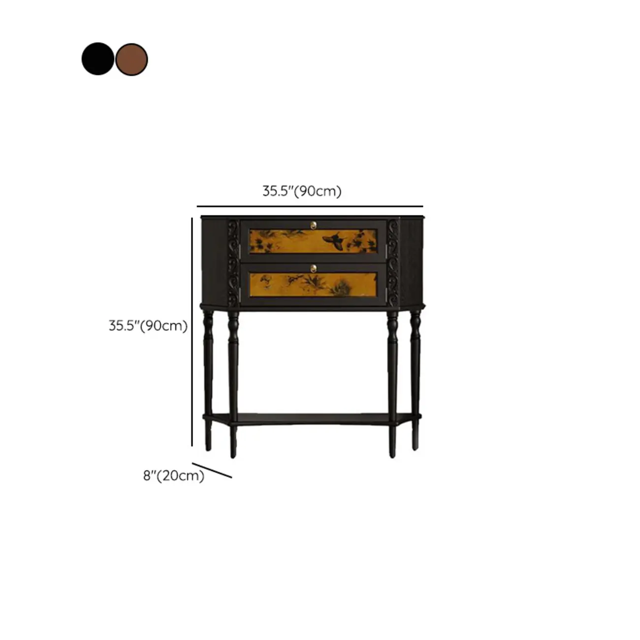 Natural Wood Live Edge Entrance Table with 2 Cabinets and 3 Shelves Image - 17 | homeyfad