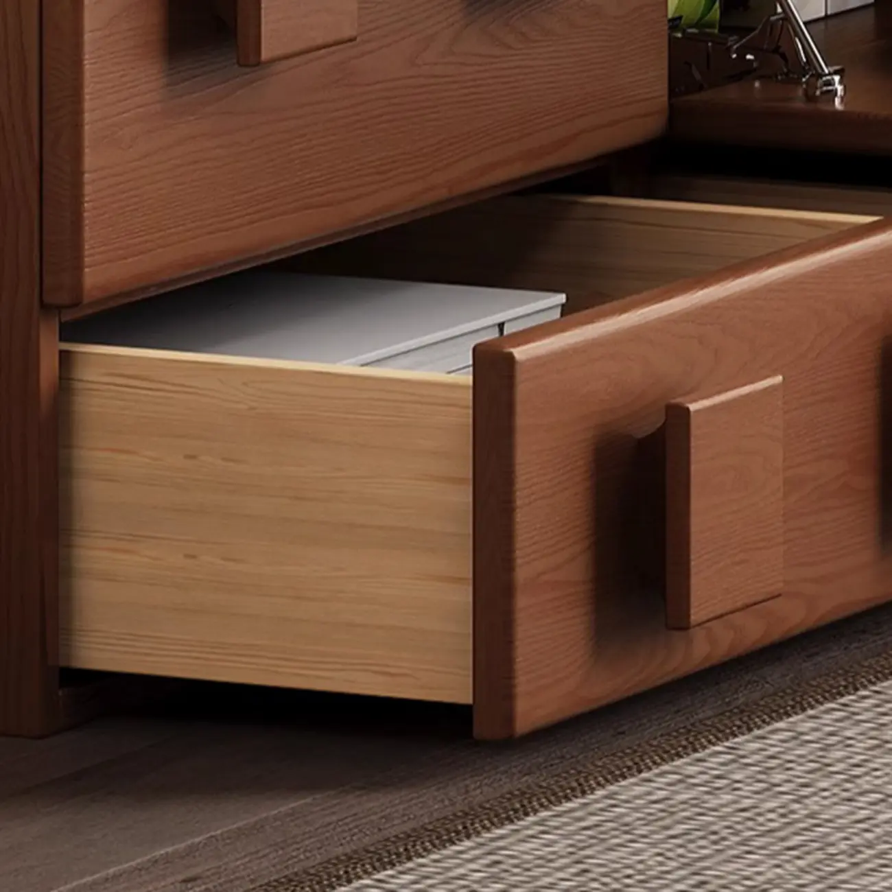 Living Room Brown 2-Tier Rectangular Wooden TV Stand Image - 8 | homeyfad