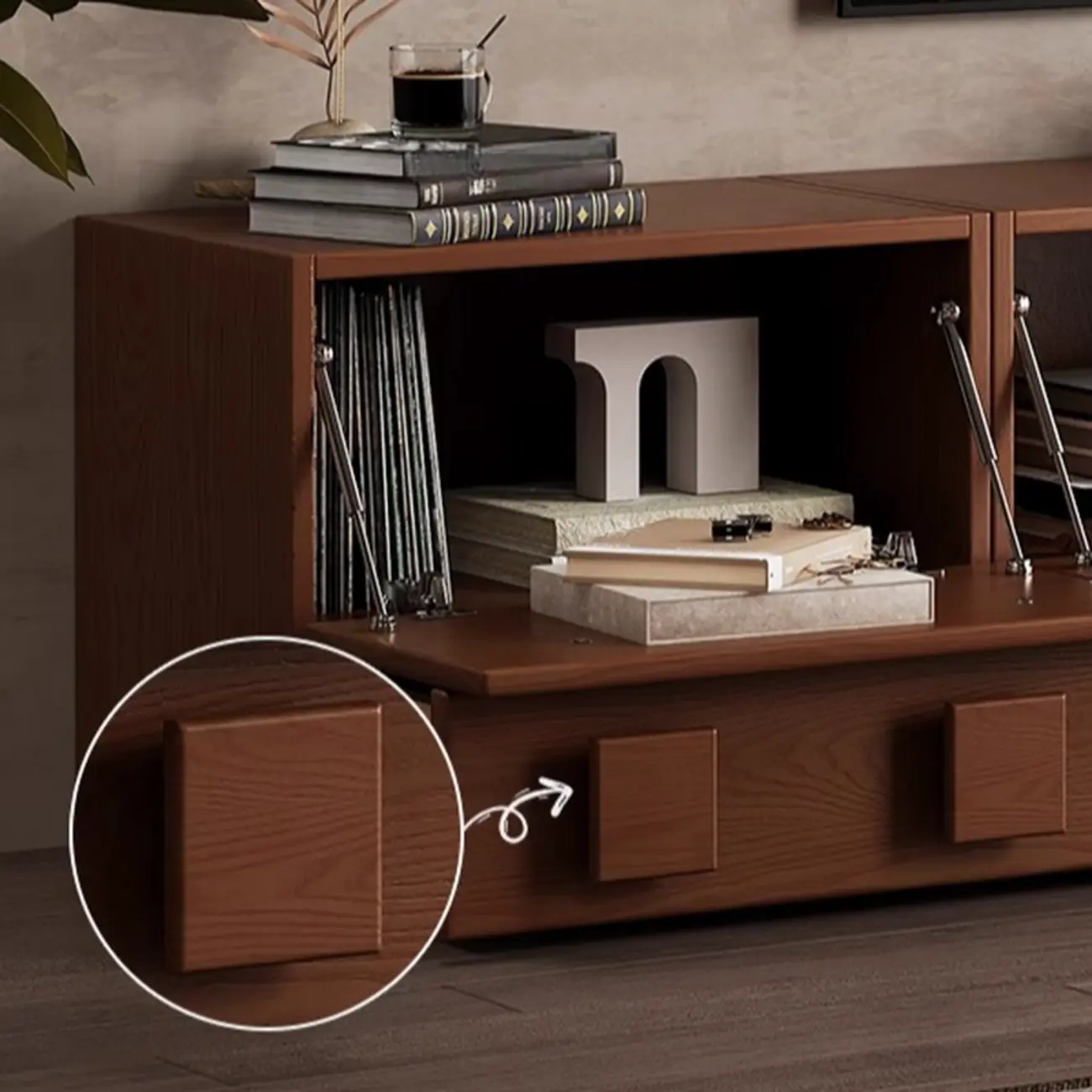 Living Room Brown 2-Tier Rectangular Wooden TV Stand Image - 9 | homeyfad