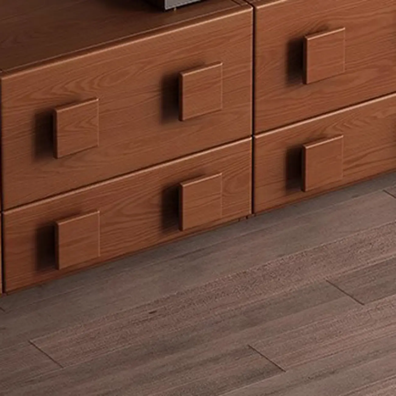 Living Room Brown 2-Tier Rectangular Wooden TV Stand Image - 10 | homeyfad