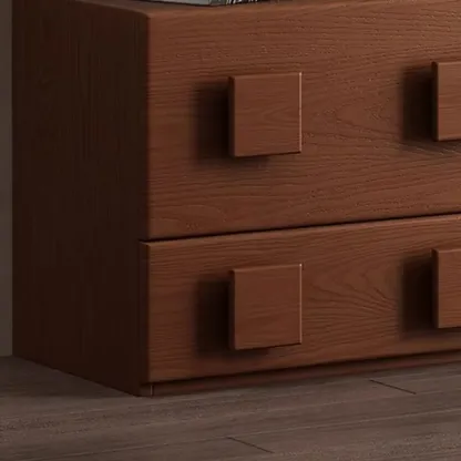 Living Room Brown 2-Tier Rectangular Wooden TV Stand Image - 11