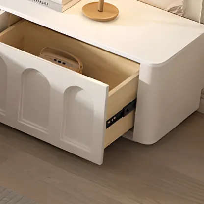 White Modern Long Wooden TV Stand with Drawers Image - 4