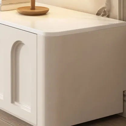 White Modern Long Wooden TV Stand with Drawers Image - 8