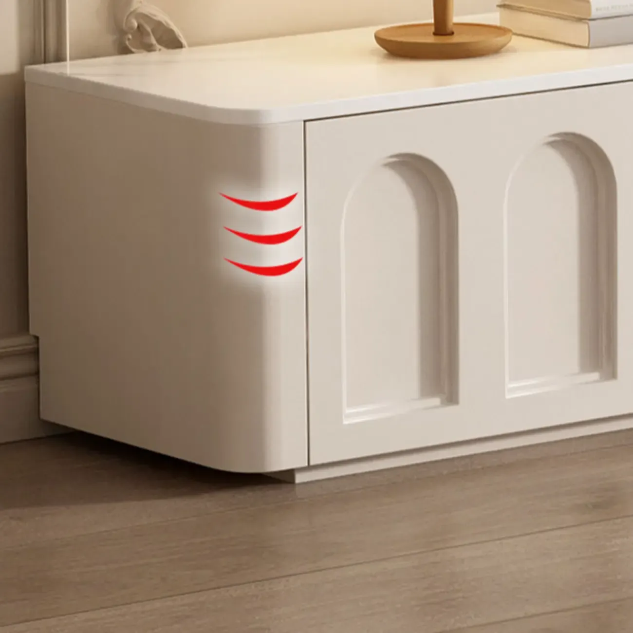 White Modern Long Wooden TV Stand with Drawers Image - 5