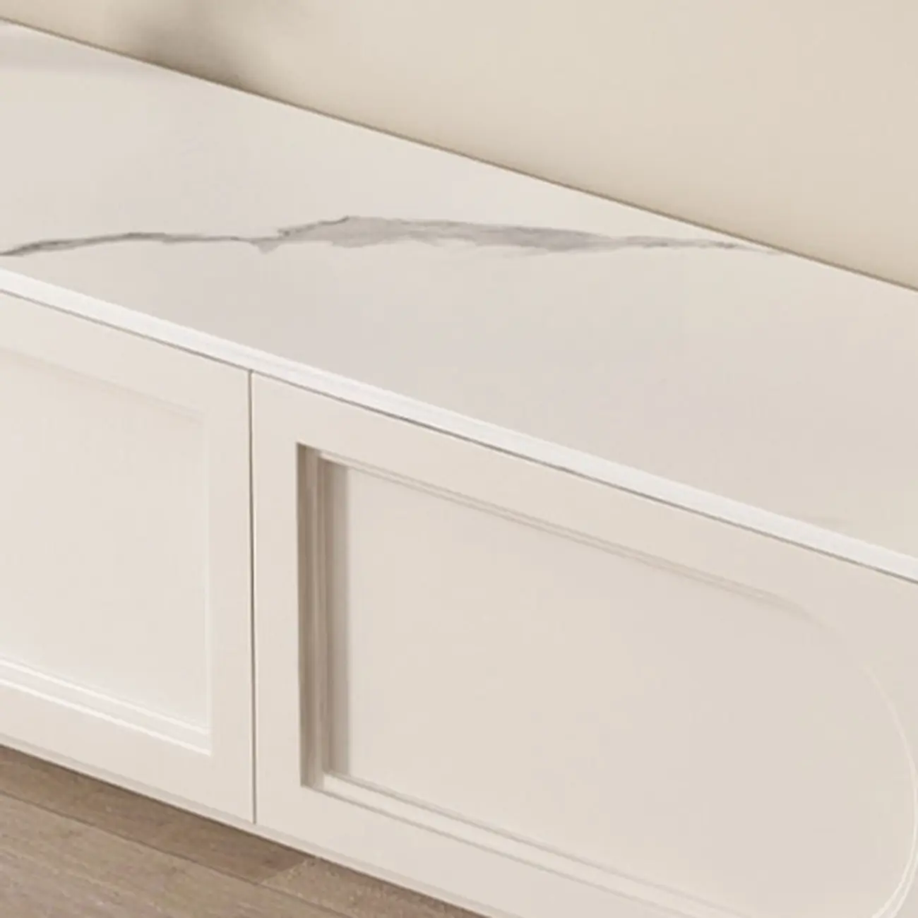 White Modern Long Wooden TV Stand with Drawers Image - 7 | homeyfad